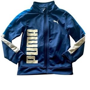 Puma athletic leisure track jacket full zip logo graphic navy blue Boys 6